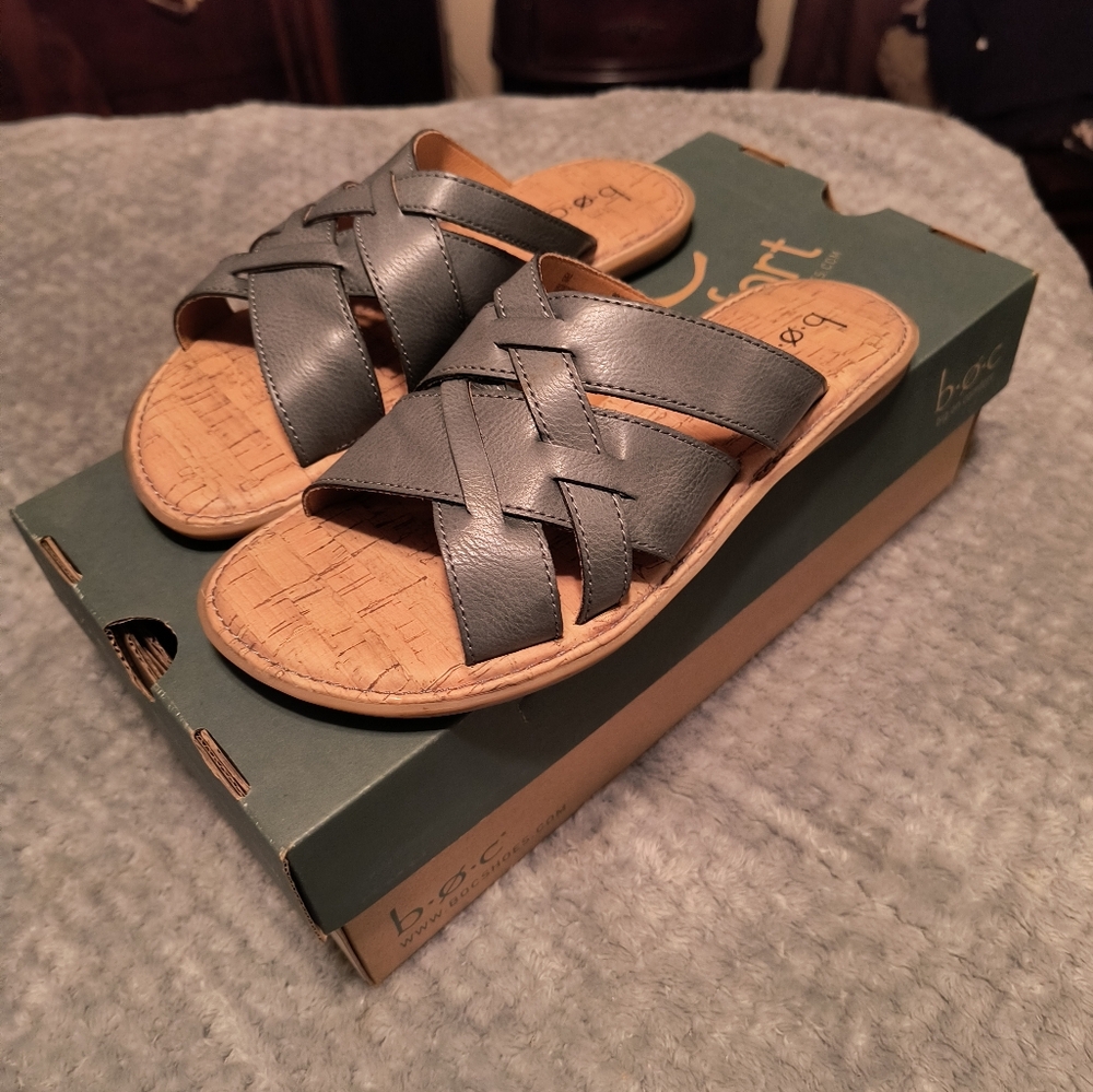 b.o.c. teal leather sandals size 6